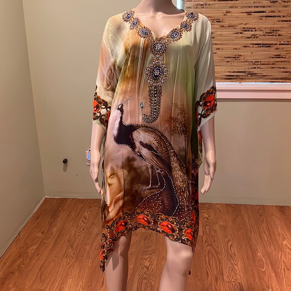 Yuka Beach Multi-colored With Bird And Rhinestones Size L